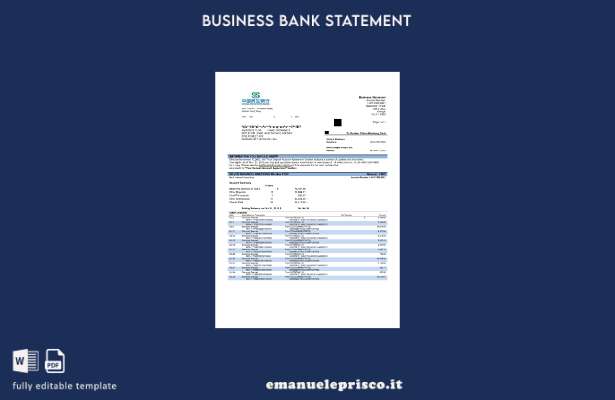 stile verificato Estratto conto aziendale China Minsheng Bank Modello Word e PDF